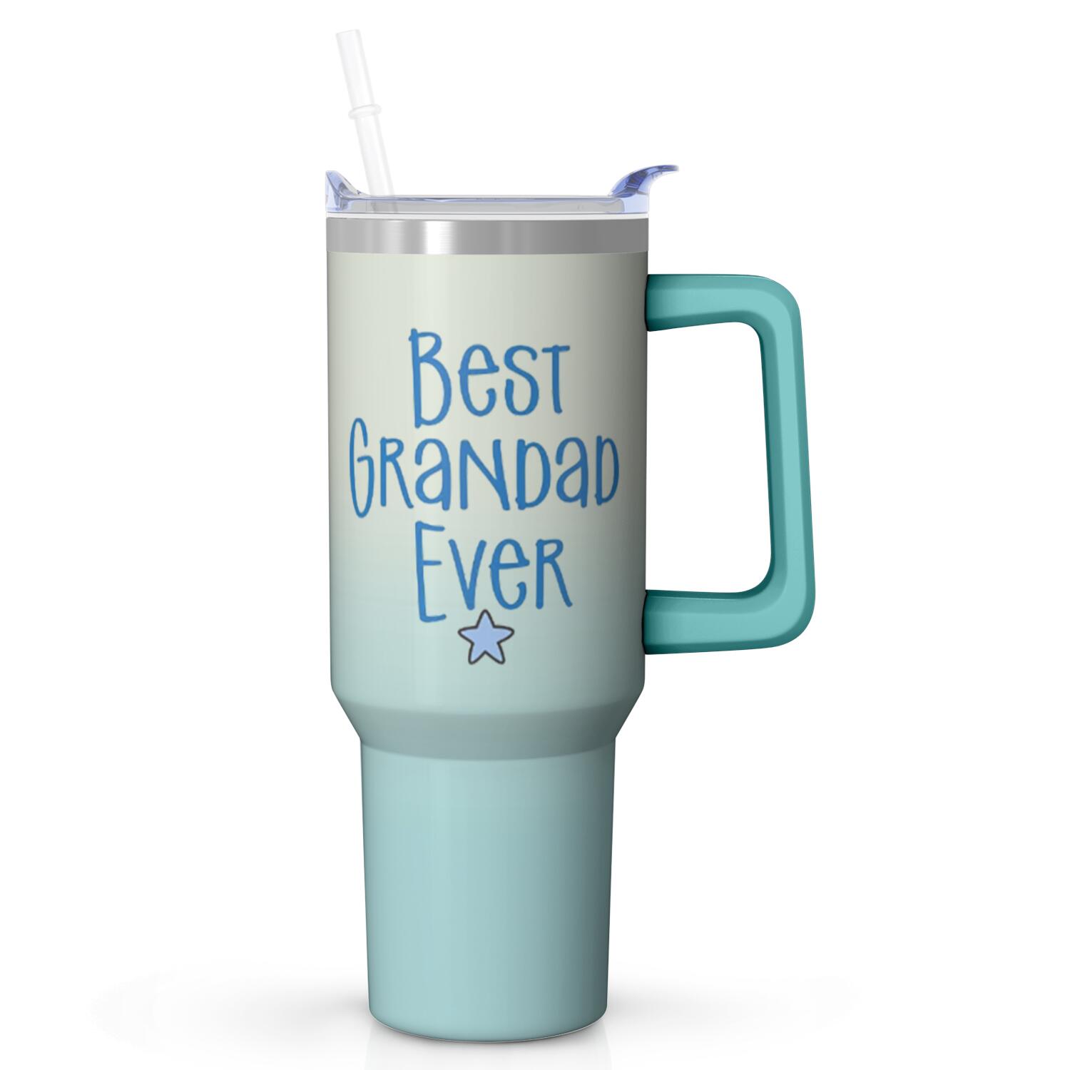Unforgettable Gift for Grandpa: 40oz Tumbler with Handle, High Quality Insulated Stainless Steel, Best Grandpa Ever Design, Fathers Day Birthday Christmas Gift