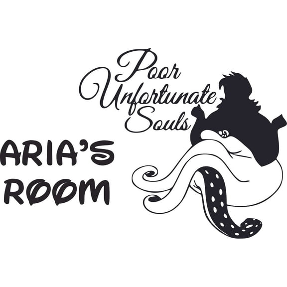 Unfortunate Soul Ursula Cartoon Customized Wall Decal - Custom Vinyl Wall Art - Personalized Name - Baby Girls Boys Kids Bedroom Wall Decal Room Decor Wall Stickers Decoration Size (40x40 inch)