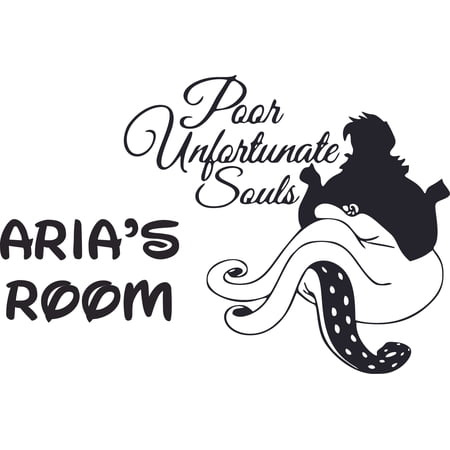 Unfortunate Soul Ursula Cartoon Customized Wall Decal - Custom Vinyl Wall Art - Personalized Name - Baby Girls Boys Kids Bedroom Wall Decal Room Decor Wall Stickers Decoration Size (20x20 inch)