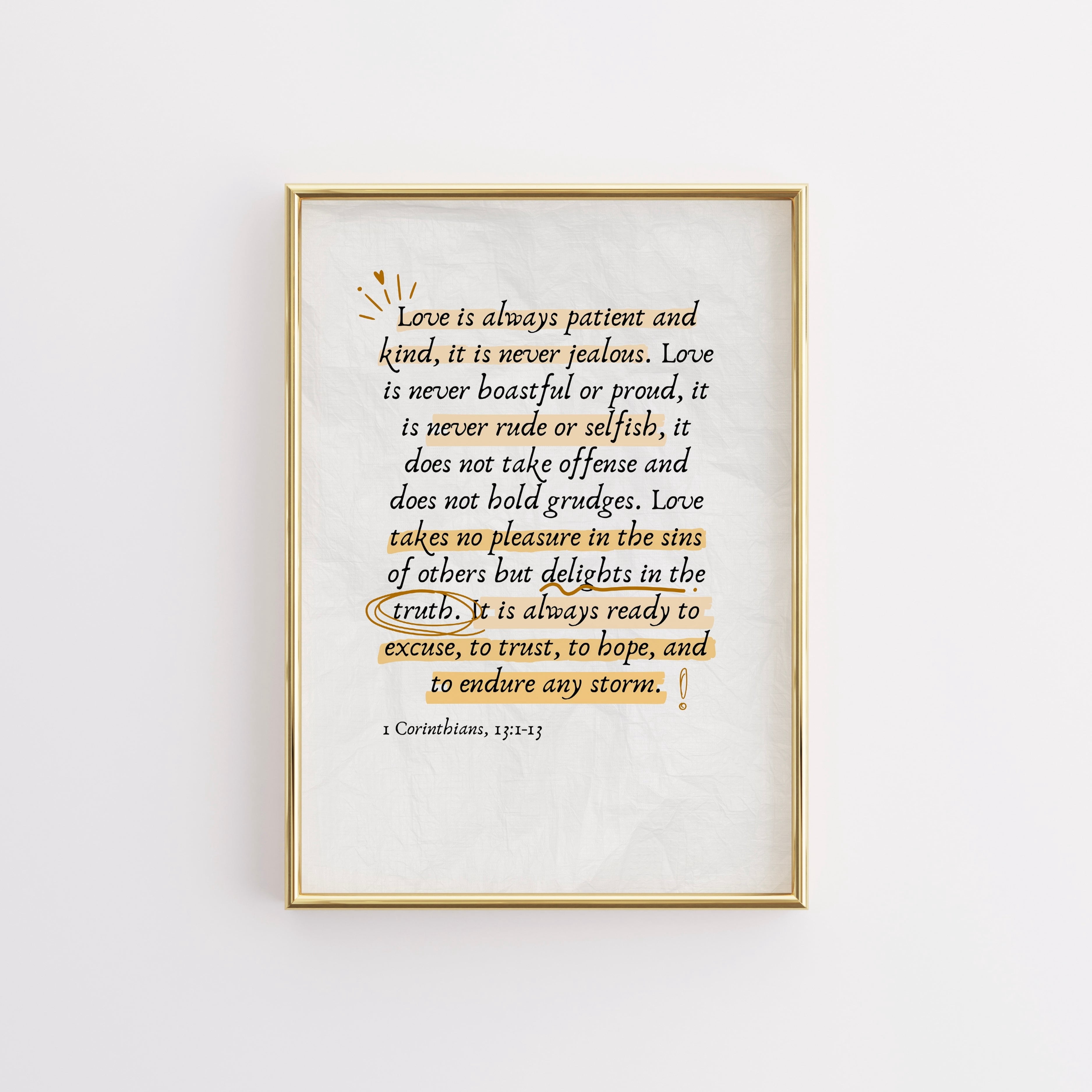 (Unframed) 1 Corinthians 13 Wall Art – Bible Verse Print - Walmart.com