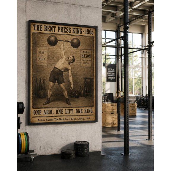 Unframed Arthur Saxon Bent Press King Vintage Strongman Wall Art Old School Gym Decor Poster