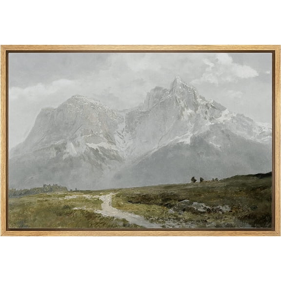 Unframed Canvas Print Wall Art Vintage Winter Storm Mountain Valley Nature Wilderness Illustrations Fine Art Decorative Landscape Relax/Calm for Living Room, Bedroom, Office