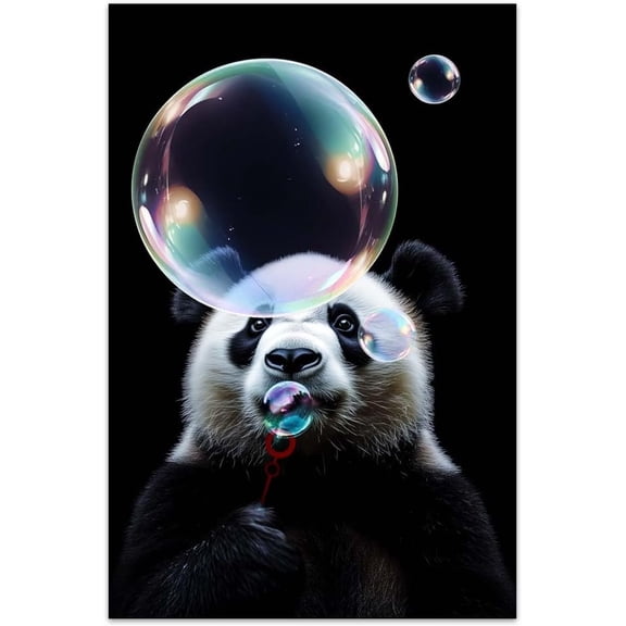 Unframed Canvas Wall Art For Bedroom Office Wall Decor, 18x12in Cute Panda Animal Wall Decorations For Living Room Painting Pictures Artwork For Modern Posters Prints Home Decor