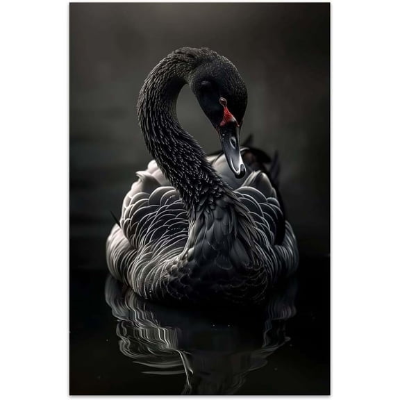 Unframed Canvas Wall Art For Bedroom Office Wall Decor, Black Swan Wall Decorations For Living Room Painting Pictures 18x12in Artwork For Modern Posters Prints Home Decor