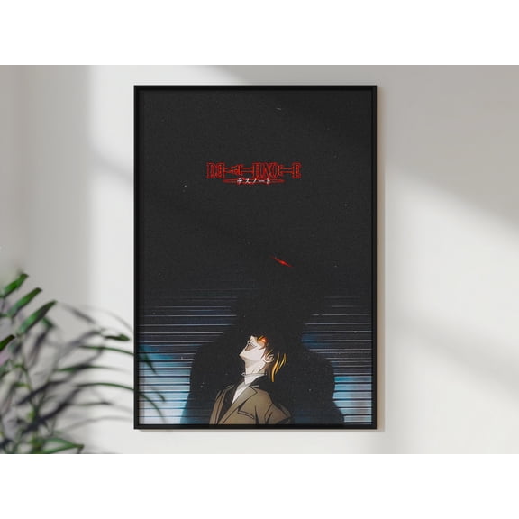 (Unframed) Death Note Inspired Poster, Minimalist Anime Wall Art, Dark Gothic Manga Decor, Japanese Typography