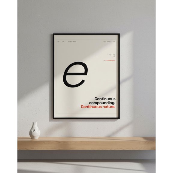 Unframed Euler's Number e Math Poster Minimalist Calculus Constant Science Wall Art Print