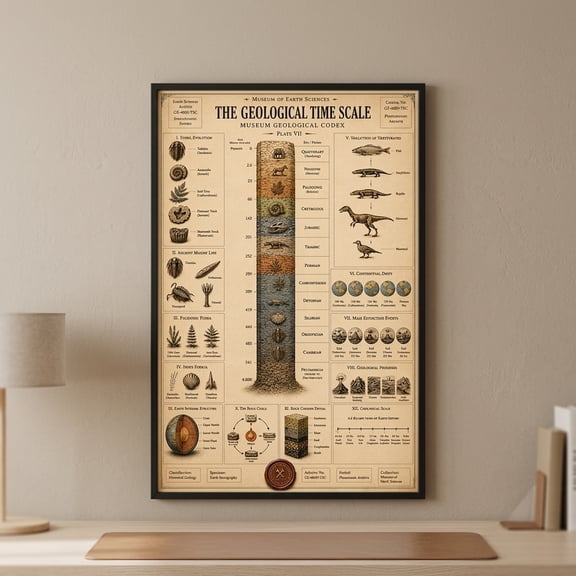 Unframed Geological Time Scale Museum Codex Vintage Earth Science Educational Poster