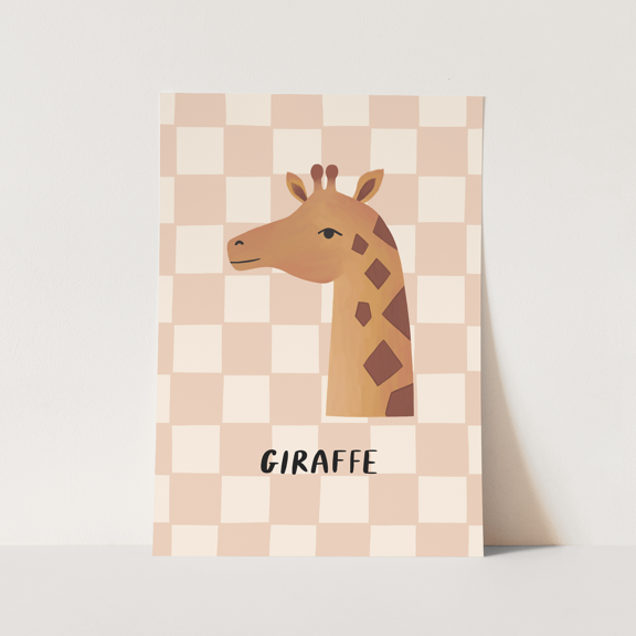 (Unframed) Giraffe check in pink / Fine Art Print