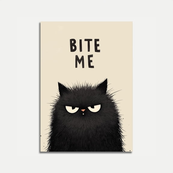 (Unframed) Grumpy Black Cat Bite Me Poster