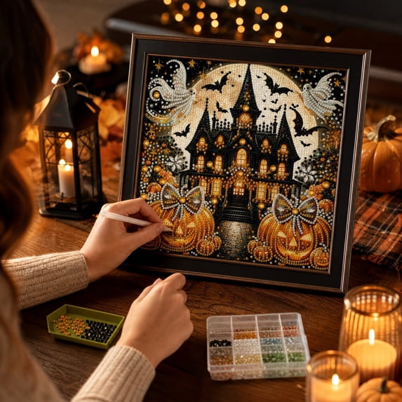 Unframed Halloween Thanksgiving Diamond Painting Kit, DIY Rhinestone Wall Decor for Adults (11.81x2.56x0.39in)