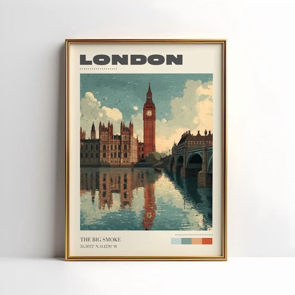 Unframed London Wall Art Print | Vintage Travel Poster | London Poster | England Home Decor | Travel Gift | Retro Poster | Big Ben Print