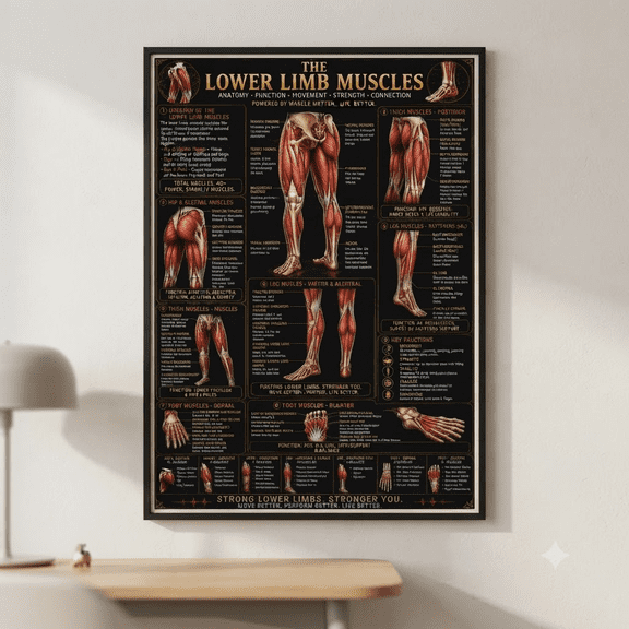Unframed Lower Limb Muscles Anatomy Chart Satin Poster Leg Muscle Diagram Print