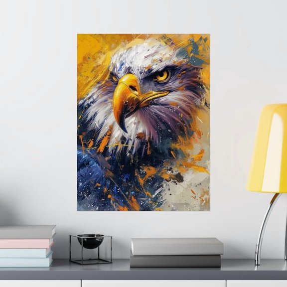 Unframed Majestic Eagle Portrait Poster Matte Vertical Wildlife Art Print Patriotic Home Decor