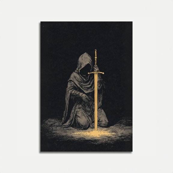 (Unframed) Medieval Knight with Golden Sword Poster