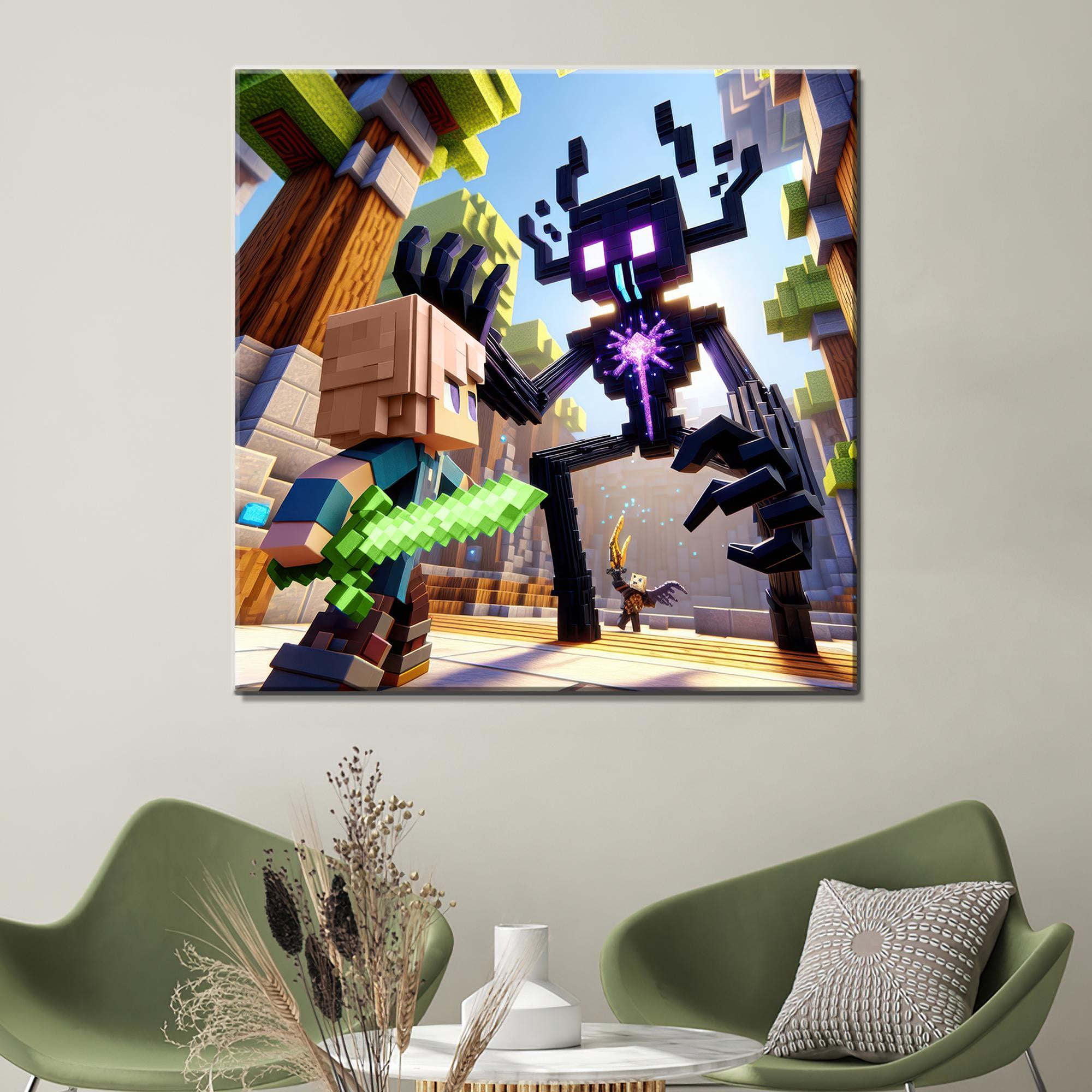 (Unframed) Minecraft Wall , Minecraft Art for Boys, Minecraft Game ...