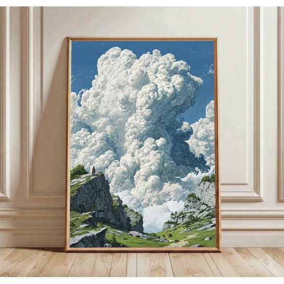 (Unframed) Modern Poster Print | Epic Cloud Landscape Art | Fantasy Scenic Wall Decor