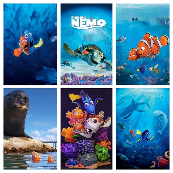 Unframed Nemo Watercolor Posters Set of 6 Pieces (8" x 10") for Kids Bedroom Wall Decorations Game Room Nursery Decor Unframed Cartoon Anime Art Paintings Poster Gift