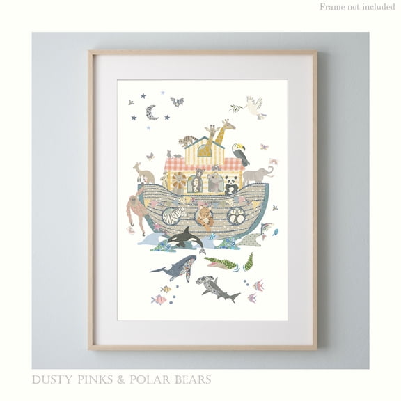 (Unframed) Noah's Ark Print - Animals - Safari - Poster - Nursery Decor - Accessories - Scandi - Liberty - Children’s Prints – Wall Art