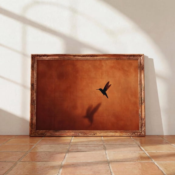 Unframed Poster Mexican Hummingbird Terracotta Adobe Shadow Minimalist Desert Bird Wall Art Print