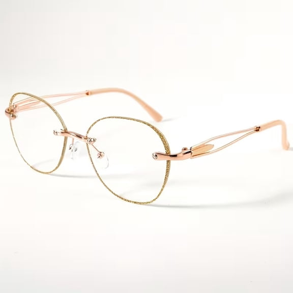 Unframed Rhinestone Reading Glasses for Women Lightweight Comfort with Elegant Edge Cutting Design, Easy to Wear Daily Readers