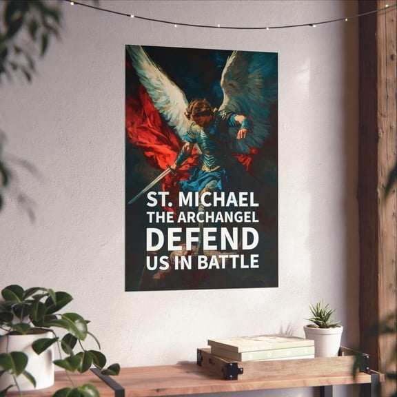 (Unframed) St Michael the Archangel Defend us in Battle Matte Vertical Posters, Police Military, patron Saint, Angel, Tradition, Father, Catholic, Gift