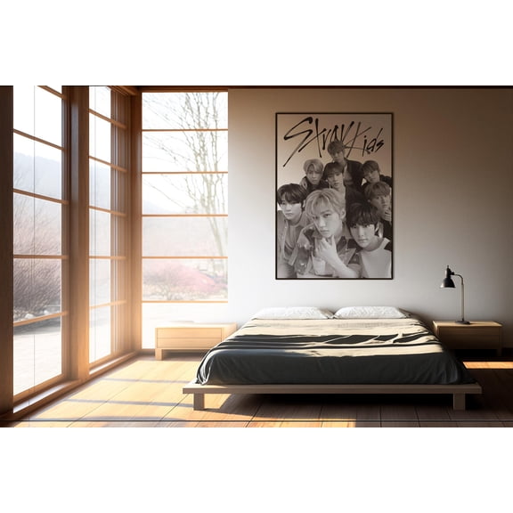 (Unframed) Stray Kids Korean Boy Band K-Pop Poster | K-Pop Group Wall Art | Black and White Picture Print | Living Room Decor | Music Fan Gift