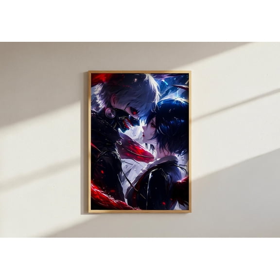 (Unframed) Tokyo Ghoul Wall Art, Ken Kaneki and Touka Kirishima Poster, Anime Couple