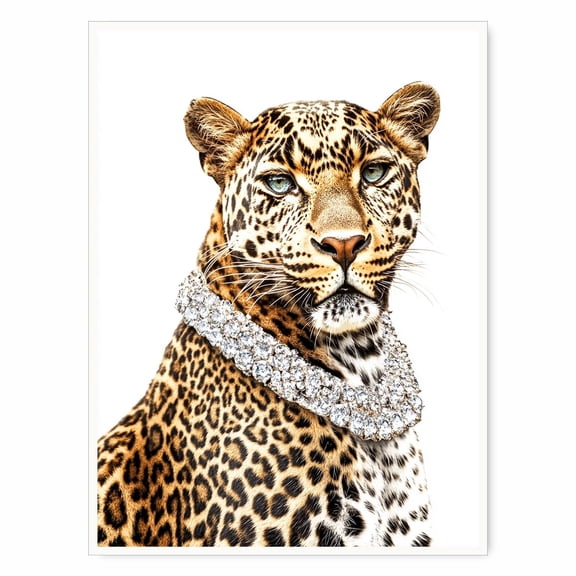 (Unframed) Trendy Chic Leopard Print Wall Art Luxury Cheetah Diamond Poster Maximalist Animal Print Stylish Dorm Bedroom Decor Fashionable Glam Home Aesthetic