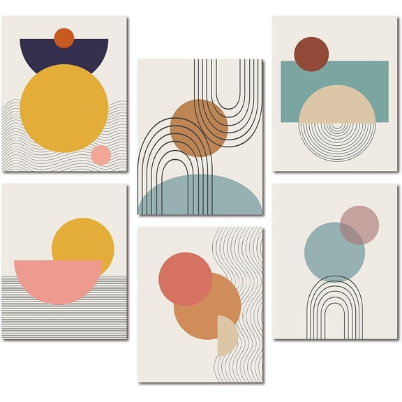 Unframed Wall Art Prints 8"X10" - Set of 6- Abstract Line Minimalist Wall Art Print Watercolor Prints Wall Art for Living Room Bedroom Bathroom Kitchen Home Office Decoration for DIY