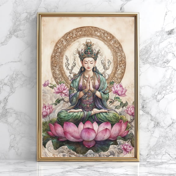 (Unframed) White Tara Goddess I$S Poster: Tibetan Buddhist Art, Sacred Feminine Decor