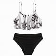 thumbnail image 1 of UngA 2 Piece Swimsuit for Girls Beach Bikini Ruffled Hem Bathing Suits Graphic Summer Cute Kids Girls Swimwear (Black,8-9 Years), 1 of 7