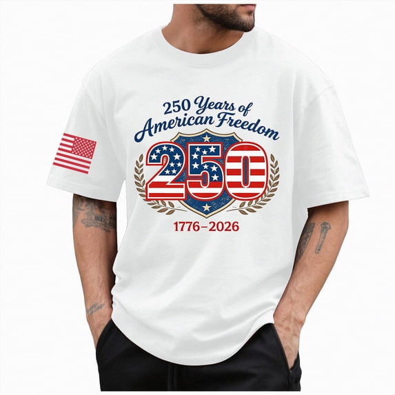 UngA 250 Anniversary Shirts, 4th of July Shirts Patriotic Shirts for Men American Flag Patriotic Short Sleeve Shirts USA Star Stripes Graphic T Shirt (White,S)
