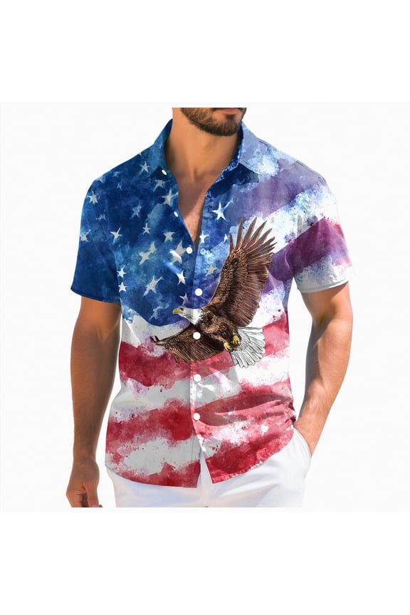 250 Anniversary USA Shirt, American Flag Mens Hawaiian Shirt Short Sleeve 3D Graphic Button Down T-Shirts for Men Holiday Beach Shirts (Red,S)