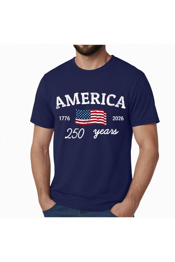 250 Anniversary USA Shirt Mens 250 Years 1776-2026 250th Birthday Eagle Liberty Bell T Shirts for Man (Navy,XL)