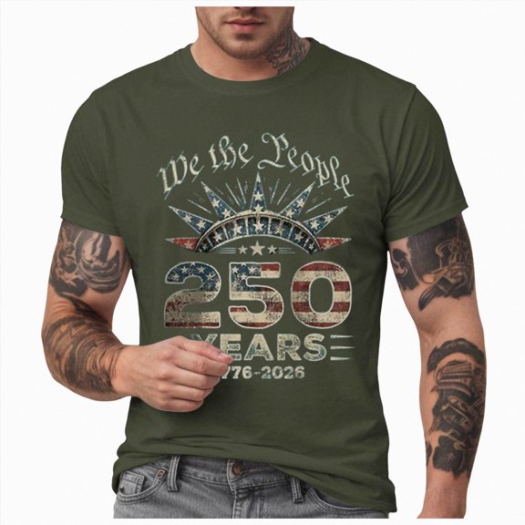 UngA 250 Anniversary USA Shirt Mens American Flag 4th of July Independence Day T-Shirt Crew Neck Short Sleeve Mens Shirt AG,XL