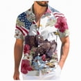 thumbnail image 1 of UngA 250 Anniversary USA Shirts, Hawaiian USA Bald Eagle Shirts American Flag Button T-Shirt Short Sleeve Casual Holiday Beach Shirts (Beige,6XL), 1 of 6