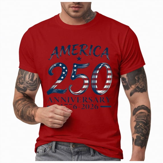 UngA 250 Anniversary USA Shirts, Mens USA Shirt American Flag T-Shirt 4th of July Patriotic Short Sleeve Graphic Tee (Red,XXL)