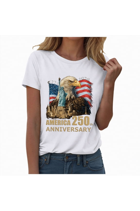 250 Years America Anniversary Shirt Womens 250th Independence Day Freedom Shirt USA Flag Star and Stripes Womans Shirts XXL,White