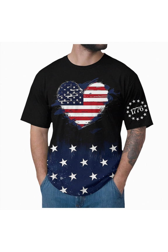 250 Years American 1776 2026 250th USA Patriotic 4th of July Shirt Men (Black,L)
