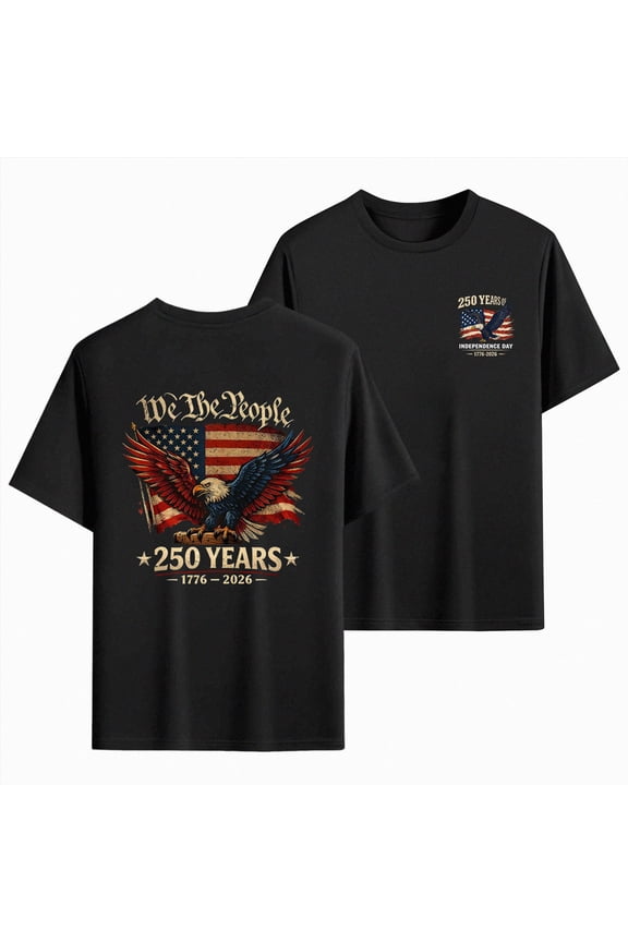 250 Years American Flag Shirts for Men 4th of July T Shirt 1776-2026 USA Patriotic Tee Tops Tshirt for Men Black,XXL