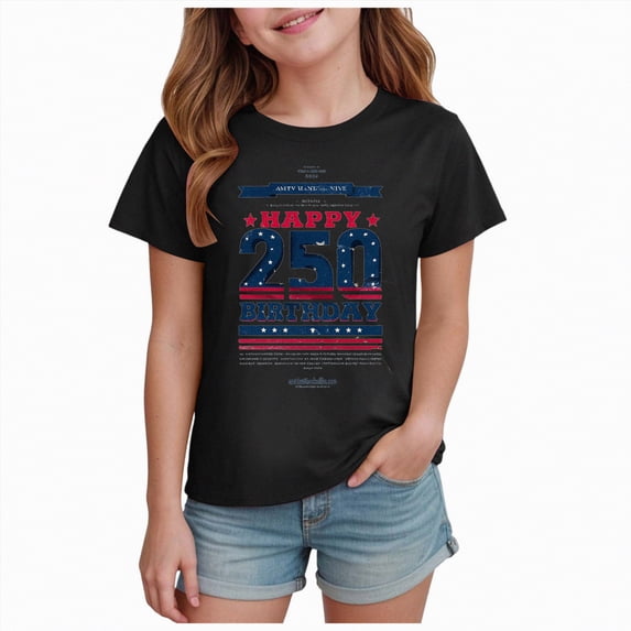 UngA 250th Anniversary Shirt Boys Girls 4th of July Shirts Toddler Patriotic American Flag Tees Kids Memorial Day USA T-Shirts (3-4 Years,Black)