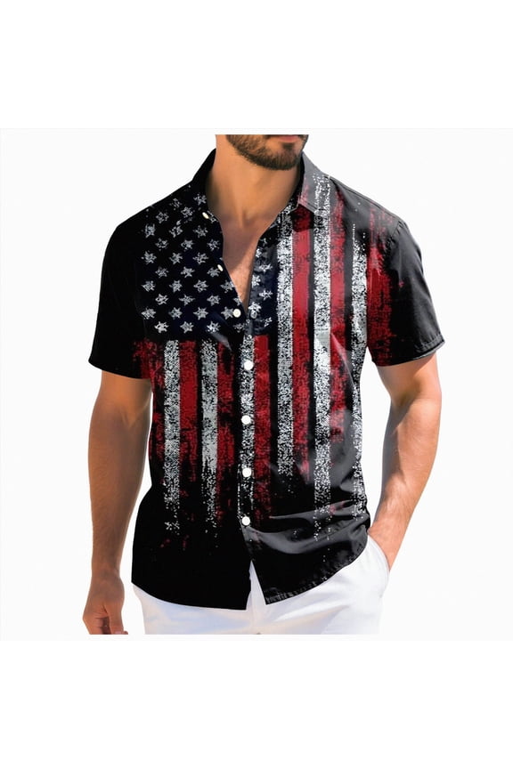 250th Anniversary Shirt, Men's American Flag Button Down Shirt Casual Eagle Hawaiian Shirts Patriotic Short Sleeve T Shirts for Man（Black,XXXXL）