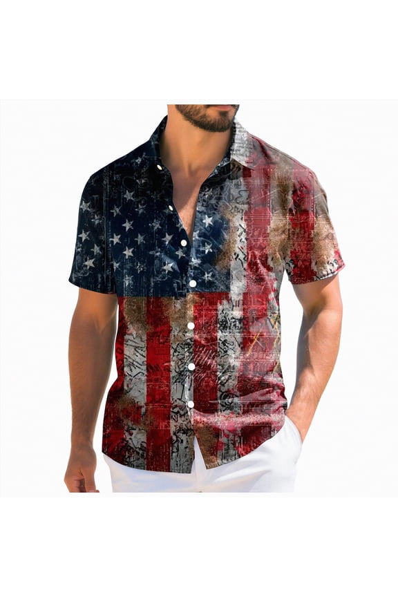 250th Anniversary Shirts, Hawaiian USA Bald Eagle Shirts American Flag Button T-Shirt Short Sleeve Casual Holiday Beach Shirts (Brick Red,4XL)