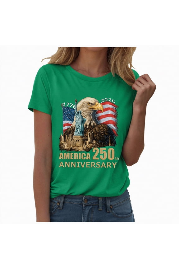 250th Anniversary USA Shirt for Women 250 Years of Freedom American 1776 2026 Womens Shirt S,Green