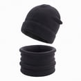 thumbnail image 1 of UngA 2Pcs Kids Winter Hat and Scarf Set Toddler Soft Slouchy Hat Fleece Lined Scarf for Boys Girls (Black,4-10 Years), 1 of 7