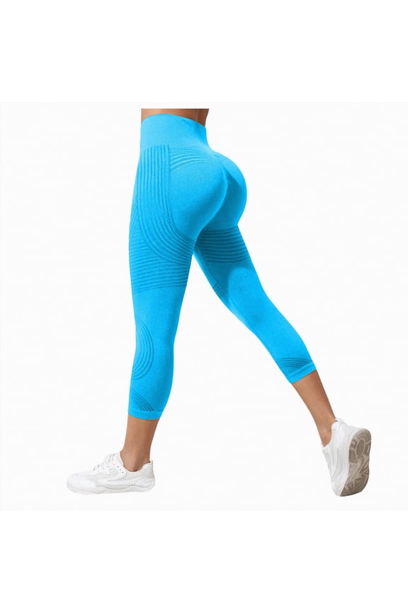 3D Compression Leggings Cellulite Leggings Women High Waist Seamless Push Up Opaque Tummy Control Sport Pants Fitness Workout Womans Leggings Sky Blue,M