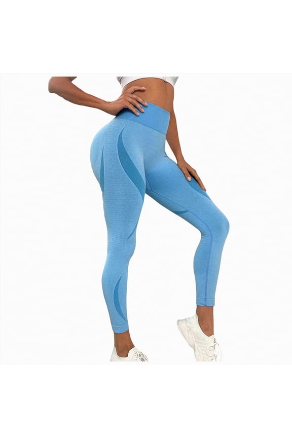 3D Compression Leggings Cellulite Leggings Women High Waist Seamless Push Up Opaque Tummy Control Sport Pants Fitness Workout Womens Leggings Sky Blue,S