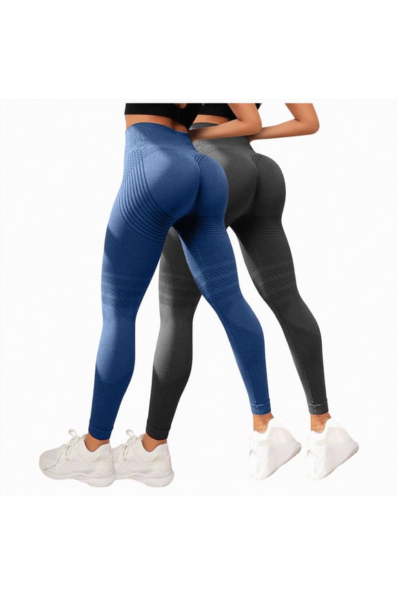 3D Compression Leggings Cellulite Leggings Women High Waist Seamless Push Up Opaque Tummy Control Sport Pants Fitness Workout Womens Yoga Leggings,Pack of 2,L
