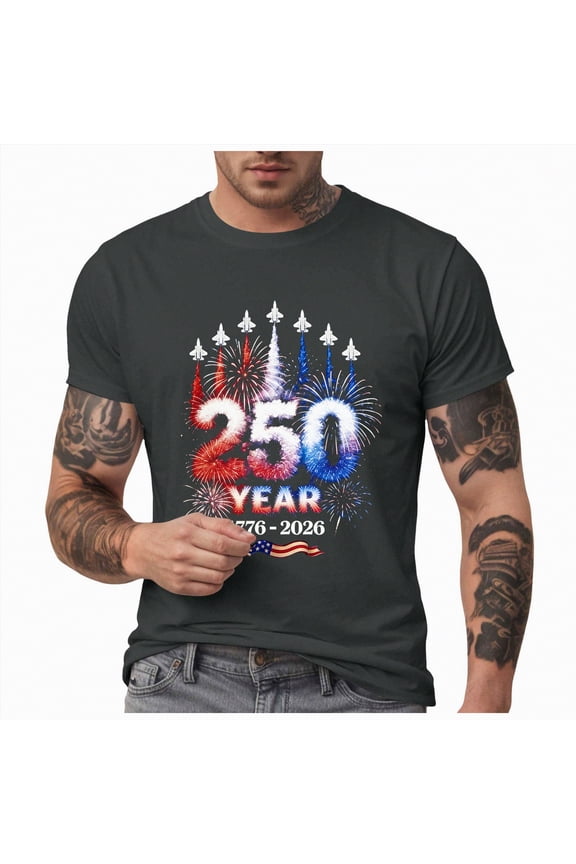 America 250 Shirt, Mens American Flag Shirt 4th of July T-Shirt USA Flag 1776 Patriotic Graphic Tee Short Sleeve Memorial Day Tops (Dark Gray,XXL)