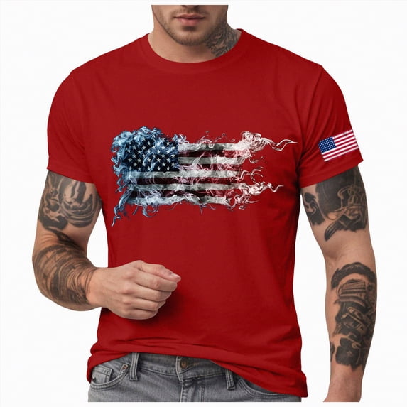 UngA America 250th Anniversary Shirt, Mens American Flag Shirt 4th of July T-Shirt USA Flag 1776 Patriotic Graphic Tee Short Sleeve Memorial Day Tops (Red,XL)